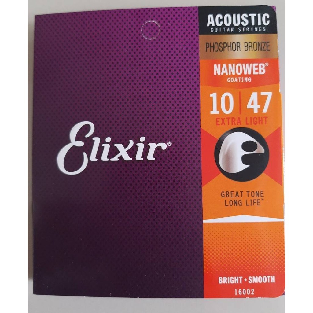 สายกีต้าร์ โปร่ง Elixir Nanoweb Coating Phosphor Bronze Extra Light
