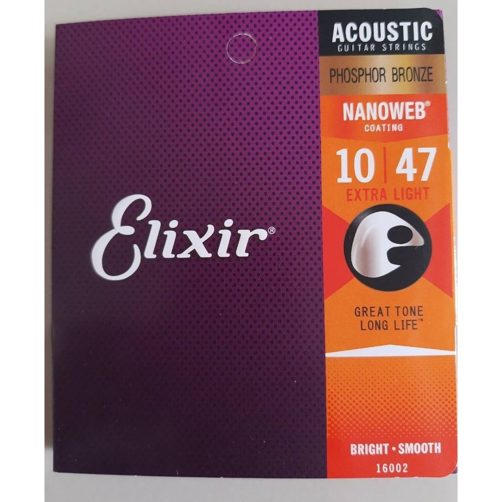 สายกีต้าร์ โปร่ง Elixir Nanoweb Coating Phosphor Bronze Extra Light เบอร์ 10-47   สายกีต้าร์โปร่งแถม