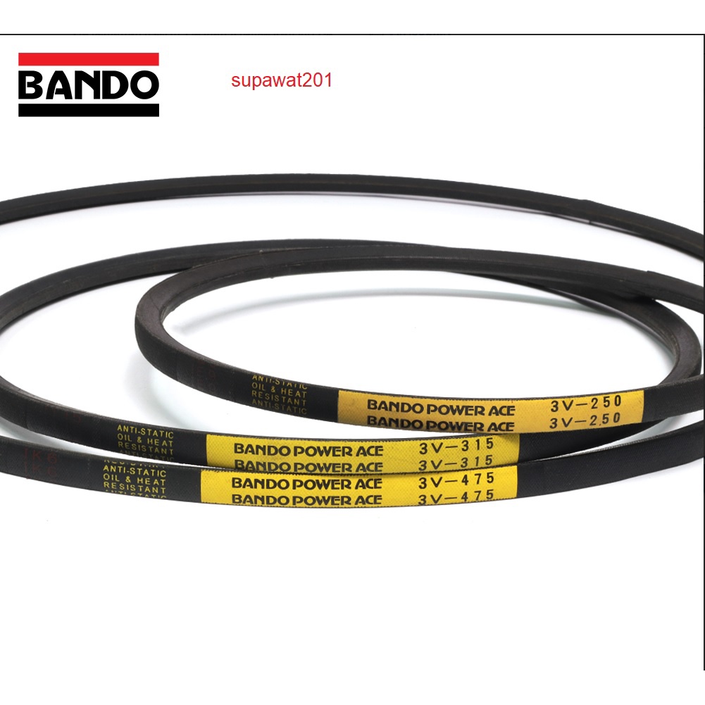 BANDO สายพาน สายพานร่องวีหน้าแคบ Bando Power Ace 3V หน้ากว้าง 9.5mm หนา8.0mm ความ 25-45 นิ้ว (3V-250-3V-450) ของแท้ 100%