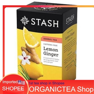 ชา​ Stash Herbal Tea Caffeine Free Lemon Ginger 20 Tea Bags💚พร้อมส่ง💜