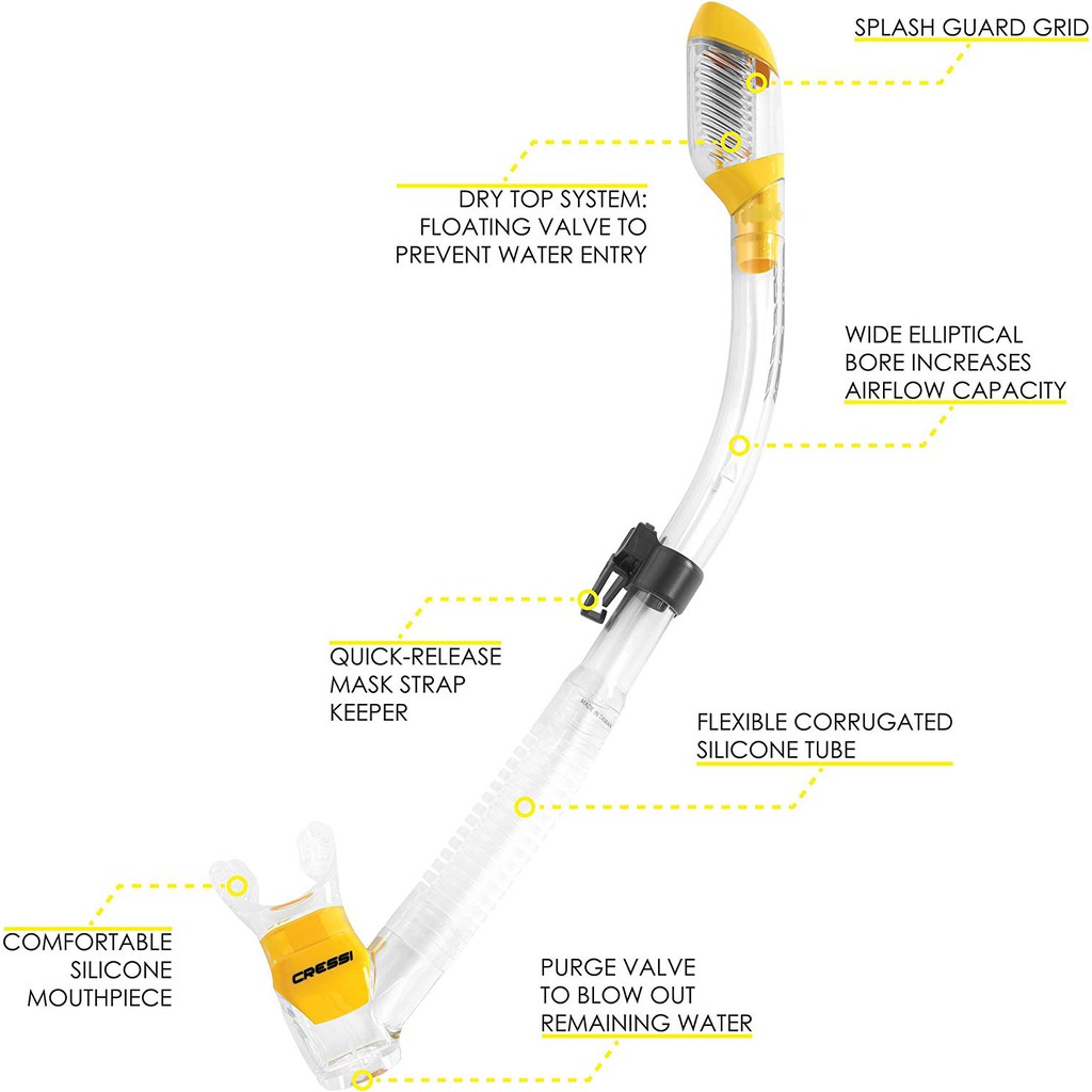 CRESSI DRY PREMIUM SNORKELING AND DIVING TUBE ท่อหายใจใต้น้ำ สำหรับผู้ใหญ่ อุปกรณ์ดำน้ำ ราคา ถูกที่สุด ดีลบีเคเค แกลเลอรีภาพที่ 5