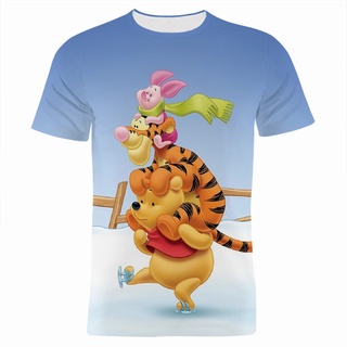 เสื้อยืดแขนสั้นลําลอง พิมพ์ลายการ์ตูนอนิเมะ The Tigger 3 มิติ สไตล์สตรีท สําหรับผู้ชาย และผู้หญิง