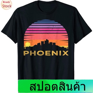 เสื้อยืดผู้ชายและผู้หญิง Retro Sunset Phoenix Arizona Shirt Vintage Skyline Souvenir T-Shirt Short sleeve T-shirts