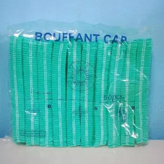 หมวกตัวหนอน เกรดส่ง​ รพ. (แพ็ค​ 50​ ชิ้น)​หมวกคลุมผม​ใยสังเคราะห์ ใช้แล้วทิ้ง​แบบหนา​ กันละอองน้ำได้​