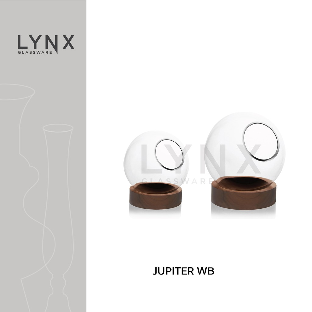 LYNX - JUPITER WB - โหลแก้วจัดสวน แฮนด์เมด เนื้อใส ทรงกลม พร้อมฐานไม้
