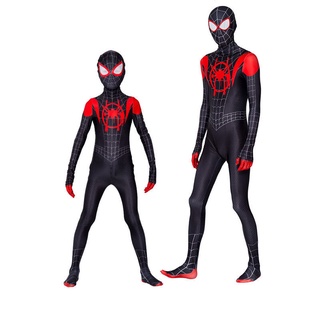 ขนาดผู้ใหญ่เหนือท้องฟ้า Spider-Man จักรวาลคู่ขนาน cos เสื้อรัดรูป Miles Morales ชุดคอสเพลย์