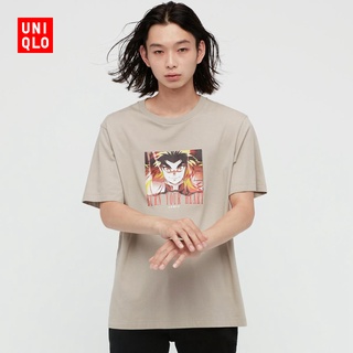 เสื้อยืดผ้าฝ้ายพรีเมี่ยม Uniqlo เสื้อยืดแขนสั้นพิมพ์ลาย Manga สําหรับผู้ชาย / ผู้หญิง (Demon Slayer) 440691