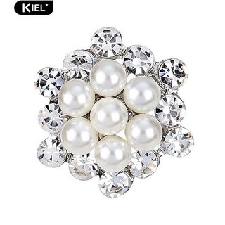 ‴สตรี Rhinestone Elegant Faux เพิร์ลดอกไม้แต่งงานผ้าพันคอเข็มกลัดเข็มกลัด