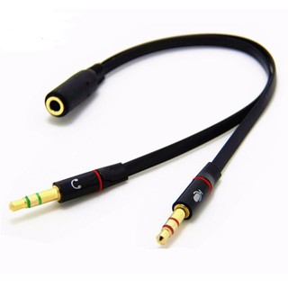 BUYBUYTECH สายแปลงหูฟังสมอลทอร์คให้ใช้กับคอมพิวเตอร์ 3.5mm. mic and earphonesplitter (All Black)