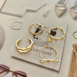 lalarosie - แหวนสีทองสไตล์เกาหลี เรียบหรู ดูแพง พร้อมส่ง