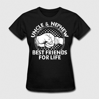 เสื้อยืดผ้าฝ้ายพิมพ์ลาย2022Uncle And Nephew Best Friends For Life Womens Fashion T-shi