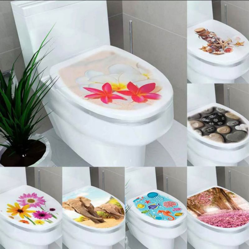 สินค้าพร้อมจัดส่ง สติ๊กเกอร์ สำหรับติดฝาชักโครกใช้ตกแต่งห้องน้ำ