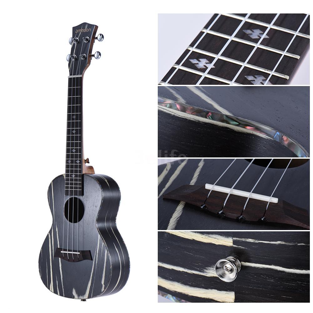 ammoon 24 Wooden Acoustic Soprano Ukulele Ukelele Uke18 Frets 4 Strings Okoume Neck Rosewood Fretboard String Instrument Musical Gift