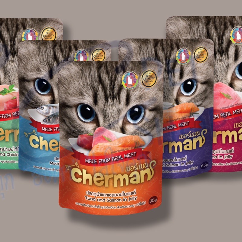 อาหารเปียก Cherman เชอร์แมน 85g สุดคุ้ม!!!  อาหารชนิดเปียกสำหรับแมว