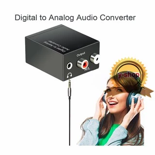 Optical Toslink SPDIF Coax Digital to Analog Audio Converter Adapter RCA R/L+สายoptical 1ม*