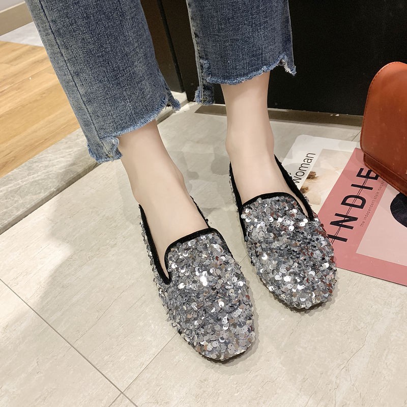 ↂสุทธิคนดังแบนผู้หญิง rhinestone รองเท้าเดียว 2020 ฤดูร้อนและฤดูใบไม้ร่วงผู้หญิงเกาหลีประดับด้วยเลื่อมนุ่ม แต่เพียงผู้เด
