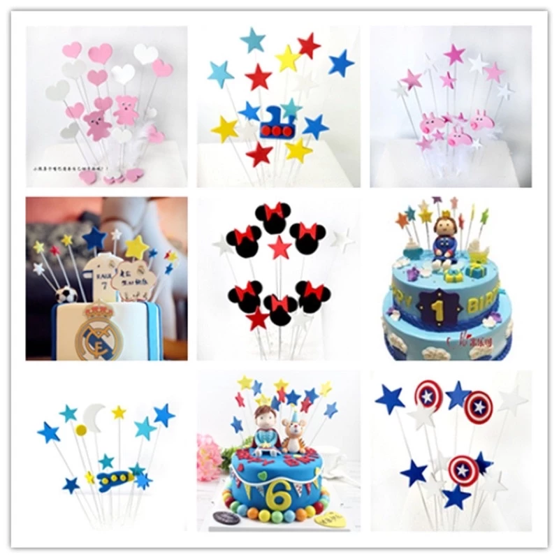Cake Topper ป้ายปักเค้กลายการ์ตูนสุดน่ารัก (พร้อมส่ง)(ป้ายโฟมดาวหลายสี)