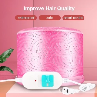 หมวกอบไอน้ำ สีชมพู ระบบไฟฟ้า ที่บ้าน ถนอมเส้นผม รุ่น THERMO CAP TV Electric Heating Hair Thermal Steamer Hair Care SPA