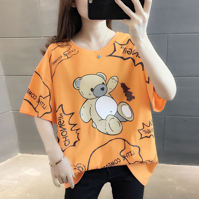 Mao shop เสื้อยืดแฟชั่นผู้หญิงลายทางแขนสั้นคอกลม เนื้อผ้าดีใส่สบาย! New Fashion women's HAN SY SOCIETY