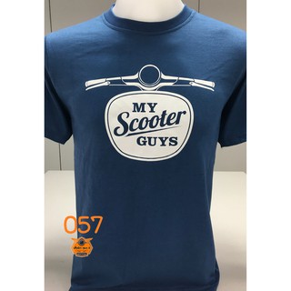 เสื้อยืดคอกลมสีน้ำเงิน สกรีนลาย Scooter