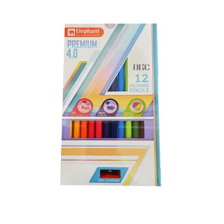 ตราช้างดินสอสีไม้แท่งยาว PREMIUM 12 สี (1 กล่อง)