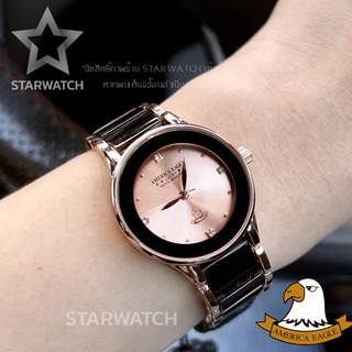 GRAND EAGLE Watch นาฬิกาข้อมือผู้หญิง กันน้ำ สายสแตนเลส รุ่น AE066L - PinkGold/BLACK/PinkGold