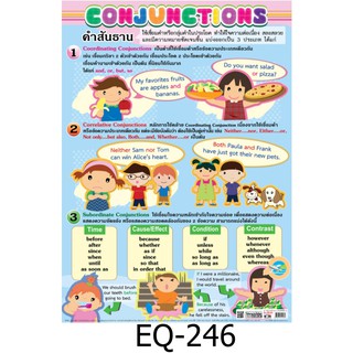 คำสันธาน Conjunctions EQ-246 สื่อโปสเตอร์ภาพ กระดาษ หุ้มพลาสติก