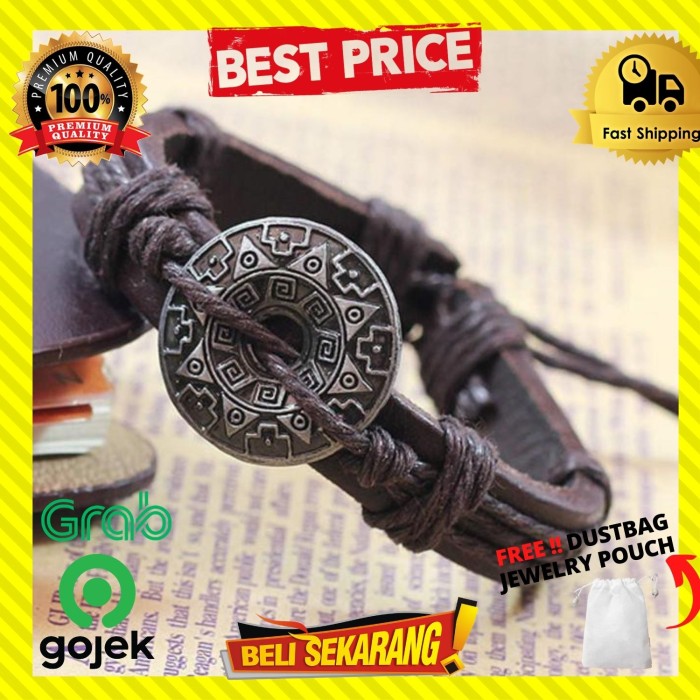 MATAHARI หนังผู้ชาย BRACELET COMPASS SUKU AZTEC SUN GOD ผู้หญิง UNISEX G126