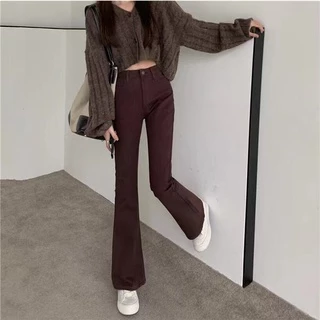 Cicishop(0959)New Jeans💥 กางเกงยีนส์ทรงกระบอกปลายขาบาน ยืดได้ ทรงเก๋แมตช์ง่ายไม่เอ้าท์