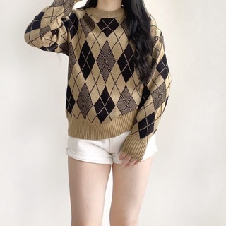 baju wanita motip diamonds/blouse tebal premium basic rajut