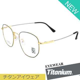 Titanium 100 % แว่นตา รุ่น 1113 สีดำตัดทอง กรอบเต็ม ขาข้อต่อ วัสดุ ไทเทเนียม (สำหรับตัดเลนส์) กรอบแว่นตา Eyeglasses