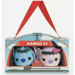 **กล่องไม่สวย** Disney Store Hawaii Stitch and Angel Tsum Tsum 3.5” Plush Set Toy