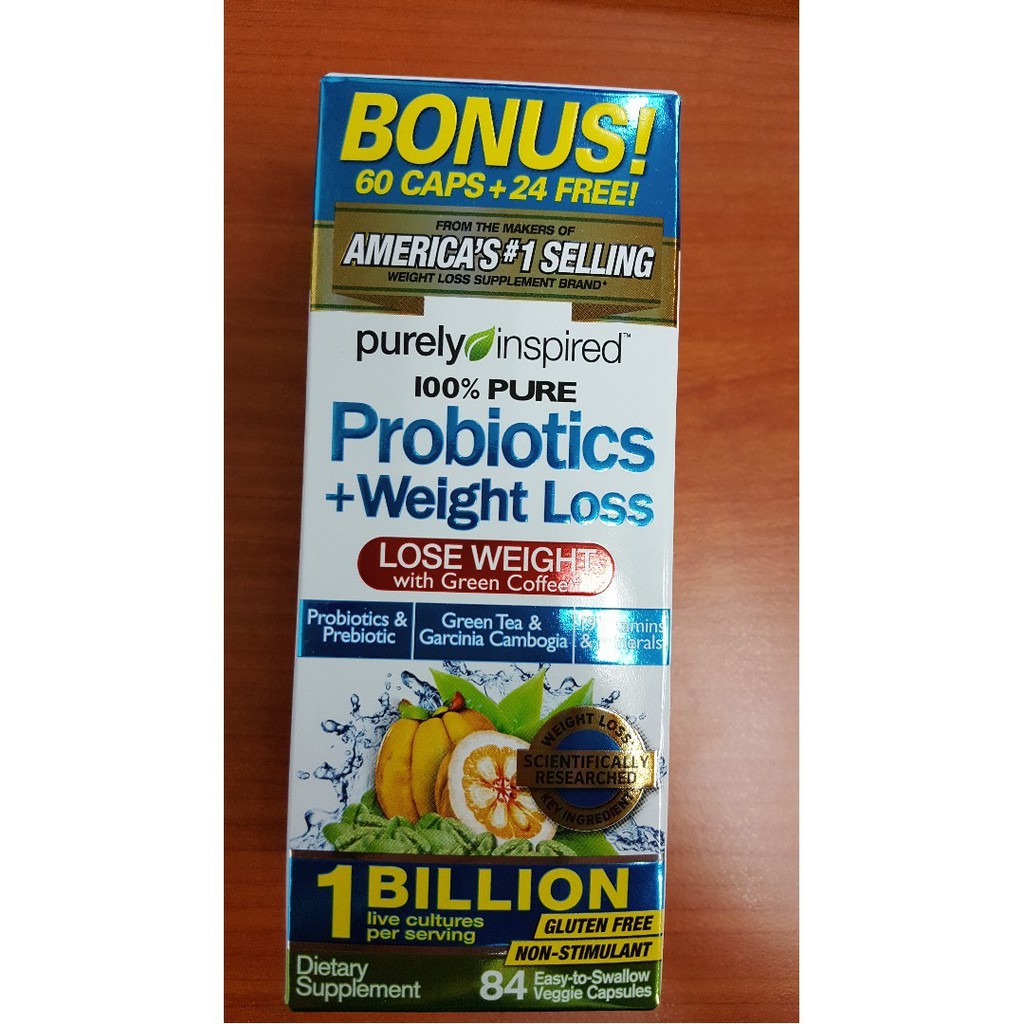 (แท้พร้อมส่ง) Purely Inspired, Probiotics+Weight Loss, 84 Veggie Capsules ช่วยให้ขับถ่ายและควบคุมน้ำ