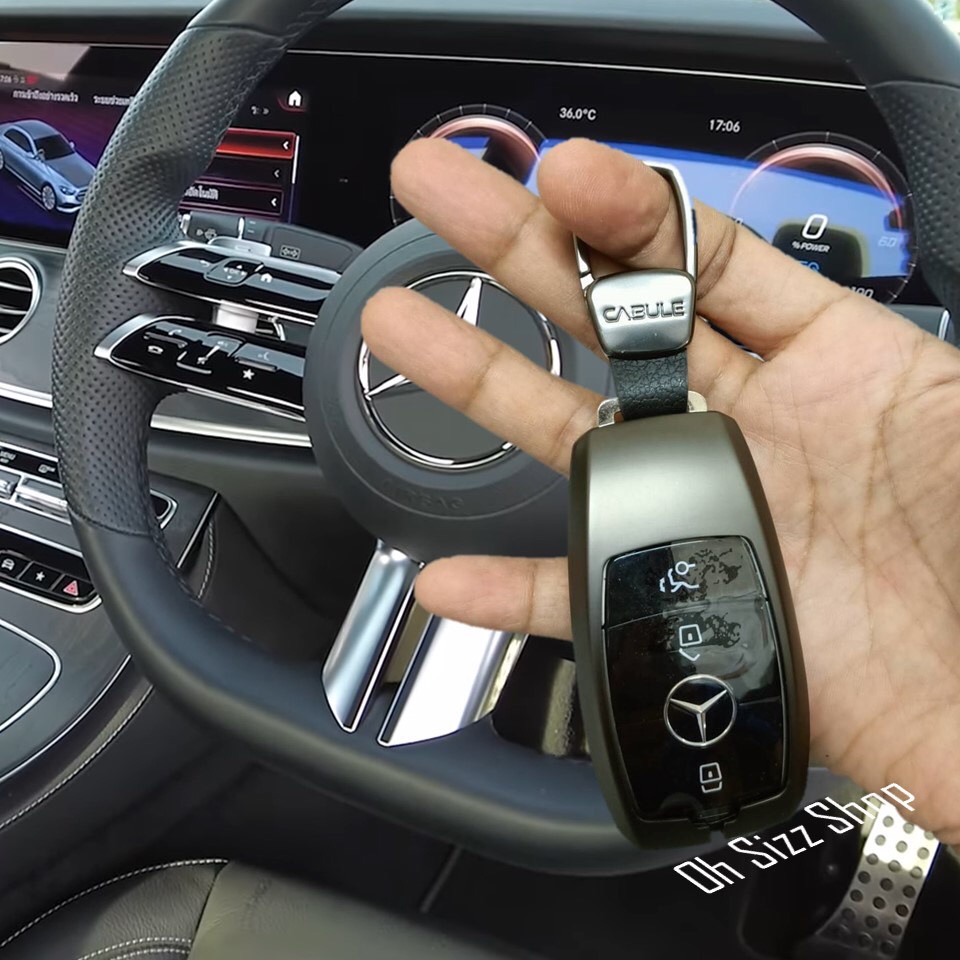 เคสโลหะรีโมทแบบเครื่องยนต์ Mercedes Benz 2021 พร้อมแผ่นใสปิดปุ่มกันรอย TPU และแผ่นปิดปุ่มกันรอย กันกระแทก