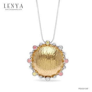 Lenya Jewelry จี้ประดับด้วย SWAROVSKI ZIRCONIA สีชมพู สีเหลืองทอง และสีขาว ดีไซน์รูปพระอาทิตย์