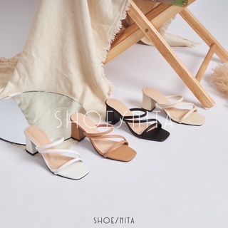 รองเท้าส้นสูง 2.5 นิ้ว หนังนิ่ม 3 เส้น (งานคุณภาพ) ใส่สวย หรู ดูแพง SHOESNITA*   พร้อมส่ง