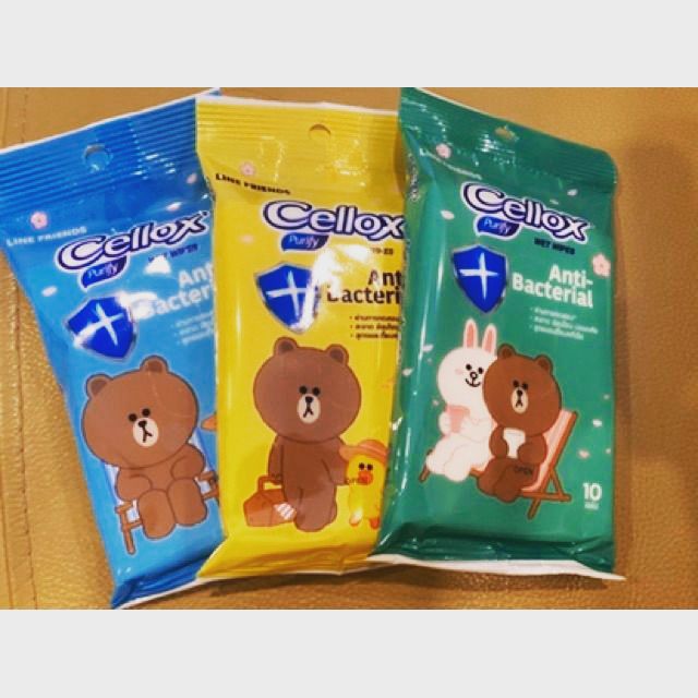 พร้อมส่ง💥 ทิชชู่เปียก Cellox Purify Anti-bacterial Wet Wipes ยับยังแบคทีเรีย 10 แผ่น/ห่อ