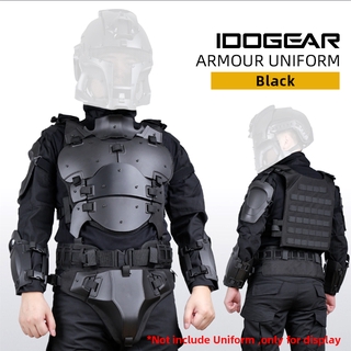 Idogear ชุดเกราะยุทธวิธี เสื้อกั๊ก MOLLE ชุดเกราะป้องกัน พร้อมแผ่นรองข้อศอก และเข็มขัดยุทธวิธี 6301