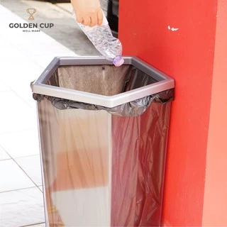 GOLDEN CUP ถังขยะพลาสติกใส ถังขยะห้าง หนา ห้าเหลี่ยม 56 ลิตร รุ่น AG3256