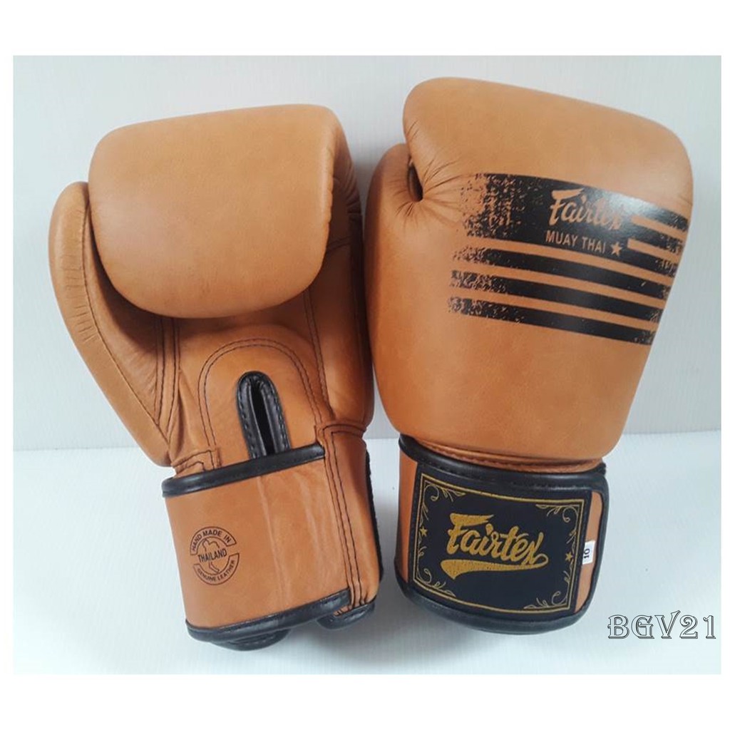 Fairtex Boxing Gloves BGV21 Legacy Brown Limited edition Genuine leather Sparring MMA K1 นวมซ้อมชก หนังแท้ แฟร์แท็กซ์