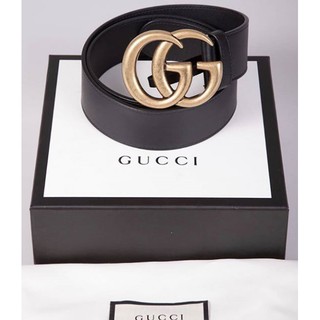 Gucci 4CM Width Smooth Caflskin Belt with Gold Double G Buckle Black 2017