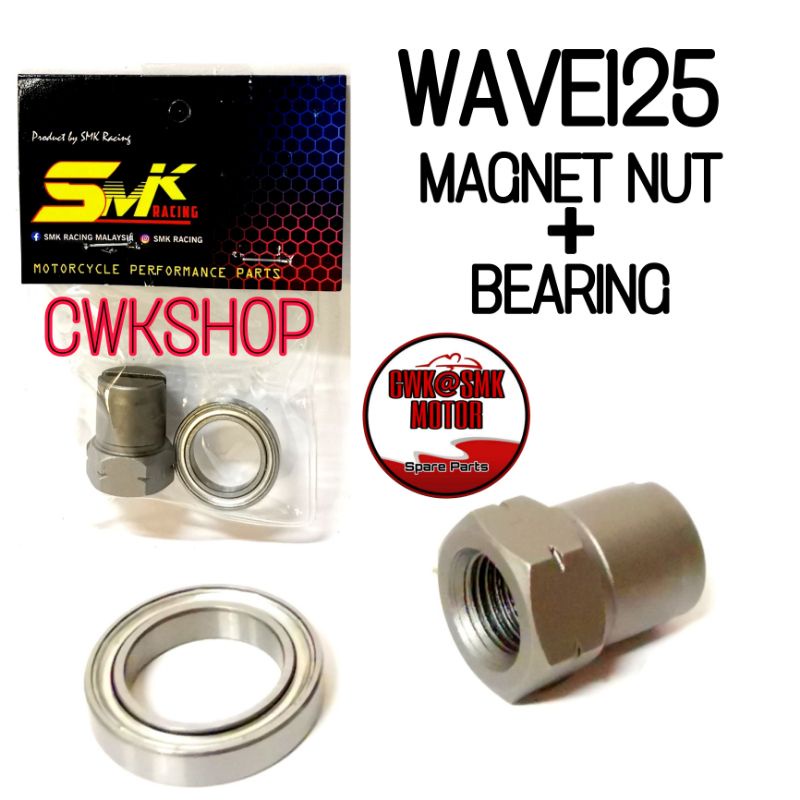WAVE125 RACING CRANKSHAFT MAGNET NUT + แบริ่ง SMK RACING