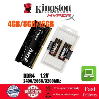 【พร้อมส่ง】ใหม่ Kingston Hyperx Fury แรมหน่วยความจําโน้ตบุ๊ก 4GB 8GB 16GB DDR4 SODIMM 2133 2400 2666 3200MHz 260Pin 1.2V RAM PC4-17000 19200 12800 21300 25600 2 ชิ้น