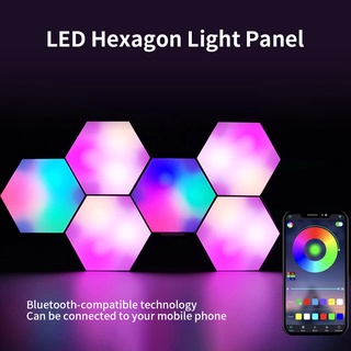 6 ชิ้น Gaming บรรยากาศไฟ Home Room Decor DIY Party App ห้องนอน Wall Gaming ห้องนั่งเล่น LED Hexagon Lights ที่มีสีสัน