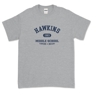 เสื้อยืดวินเทจเสื้อยืด Hawkins MIDDLE SCHOOL (STRANGER THINGS)S-4XL