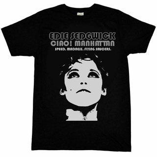 เสื้อยืดผ้าฝ้ายพิมพ์ลายขายดี Edie Sedgwick Ciao! เสื้อยืด ลาย Manhattan สีดํา สไตล์วินเทจ สําหรับผู้ชาย และผู้หญิง