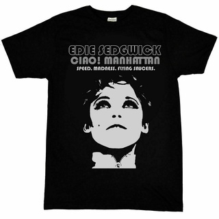 เสื้อยืดผ้าฝ้ายพิมพ์ลายขายดี Edie Sedgwick Ciao! เสื้อยืด ลาย Manhattan สีดํา สไตล์วินเทจ สําหรับผู้ชาย และผู้หญิง