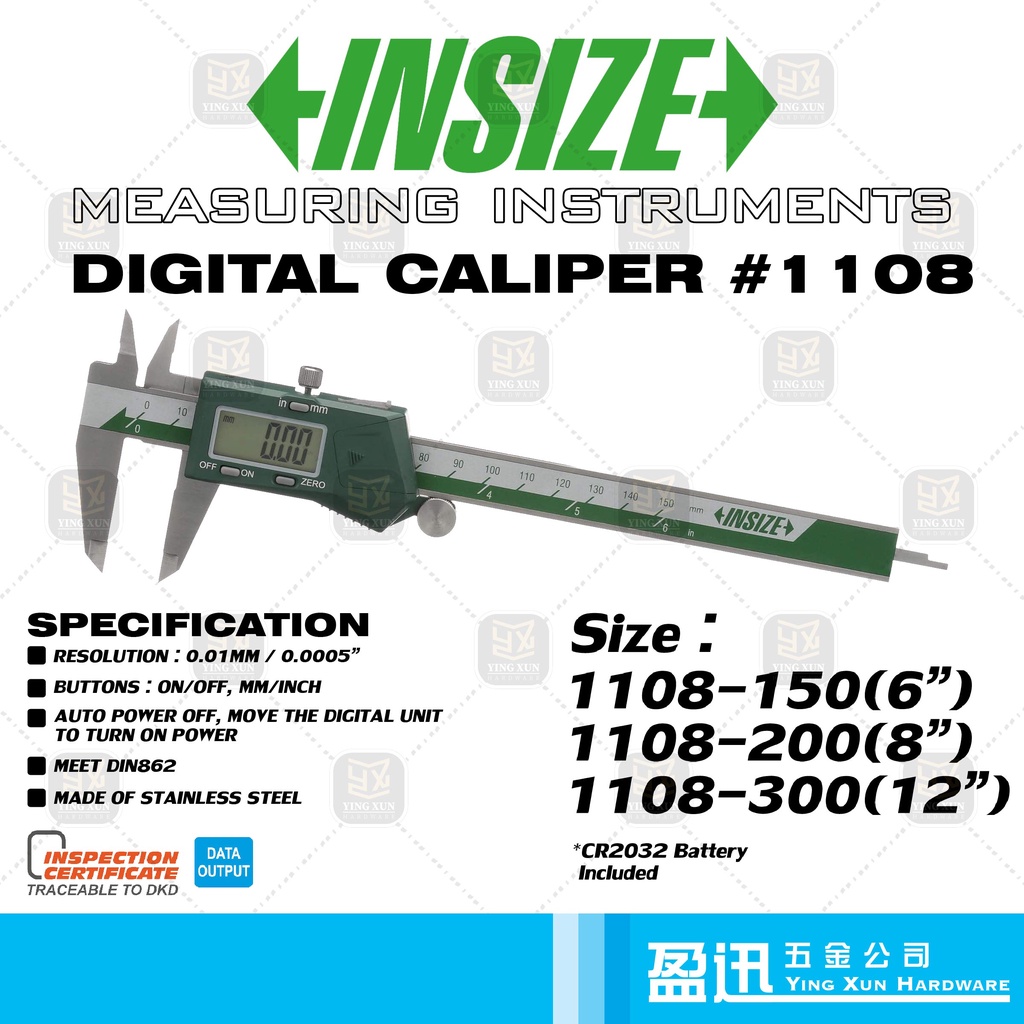 Insize Digital Caliper Electronic Caliper Digital Angkup Ruler 1108 150mm(6") 200mm(8") 300mm(12")