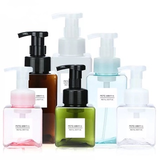 Plastic Square Pump Shampoo Bottle Lotion Container Empty Cosmetic Containers Pot Empty Refillable Travel Bottle Squeezed Dispenser Foaming Pump Soap Foam Bottle Jar PET Travel Refillable Bottle Empty Container Foam Soap Mousse Pump Bottle Container