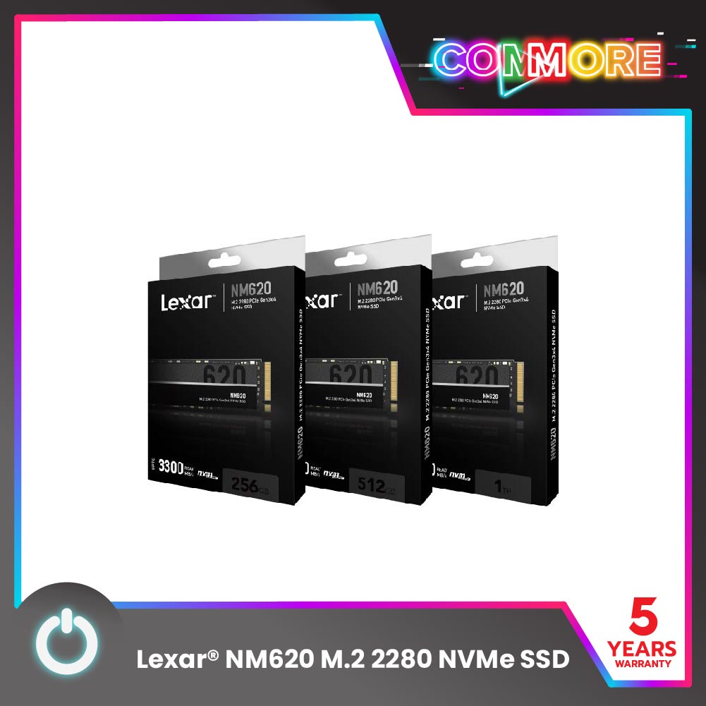 Lexar® NM620 M.2 2280 NVMe SSD (เอสเอสดี) ความจุ 256/512/1TB High-speed PCIe Gen3x4 interface
